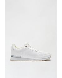 Burton - White Leather Look And Mesh Trainers - Lyst