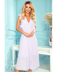 Love Lace - Chiffon Pleated Cap Sleeve Dress With Ruffles - Lyst