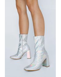 Nasty Gal - Faux Leather Ankle Sock Boots - Lyst