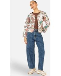 Yumi' - Peacock Print Reversible Cotton Quilted Jacket - Lyst