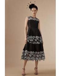 Coast - Lisa Tan Corded Lace Panelled Full Skirt Midi Dress - Lyst