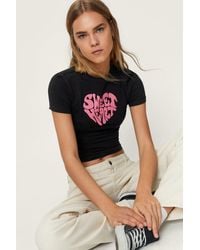 Nasty Gal - Sweetheart Cropped Fitted Cropped Graphic T-shirt - Lyst