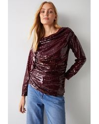 Warehouse - Cowl Neck Long Sleeve Top - Lyst