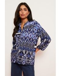 Wallis - Blue Ikat Jersey Shirt - Lyst