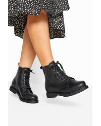 Yours - Wide & Extra Wide Fit Faux Leather Lace Up Ankle Boots - Lyst
