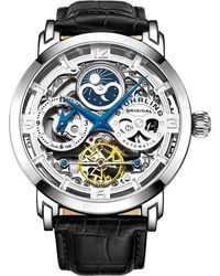 Stuhrling - Anatol 3924 Automatic 47mm Skeleton Watch Dual Time Subdial, Am/pm Indicator, And - Lyst