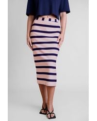 Enorsia - Rose Striped Jersey Midi Skirt - Lyst