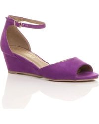 AJVANI - Mid Wedge Heel Ankle Strap Sandals - Lyst