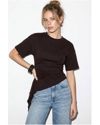 Bianco Lucci - Fitted Jersey Blouse With Drape Detail - Lyst