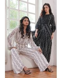 Rose & Nancy - Corinne--Waves-Print-Lace-Trim-Blouse - Lyst