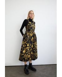 Warehouse - Cord Floral Printed Pinafore Midi Dress - Lyst
