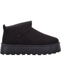Absolute Footwear - Easy Slip On Low Cut Ankle Platform Boot With Faux Fur Lining - Lyst