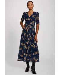 Jolie Moi - Half Sleeve Print Lace Maxi Dress - Lyst