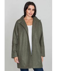 Love Lace - Viscose Relaxed Collared Lined Coat With Pockets - Lyst