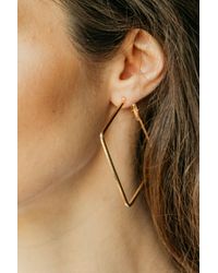 The Colourful Aura - Thin Line Square Large Hoop Earrings (2 Inch) - Lyst