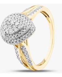 T.H.Baker - 9Ct 0.50Ct Brilliant Cut Diamond Shoulder Set Cluster Ring Thr38311-50Nj(Yg) - Lyst
