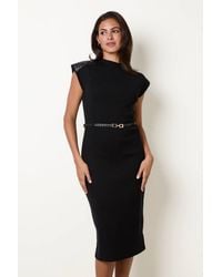 Blue Vanilla - Sleeveless Belted Turtleneck Midi Dress - Lyst