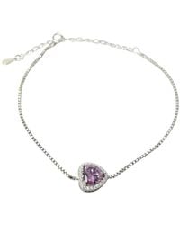 Harfi - Amethyst February Birthstone Love Heart Charm Sterling Bracelet - Lyst
