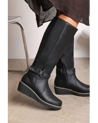Where's That From - 'Regina' Wide Fit Faux Leather Knee High Wedge Boots - Lyst