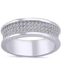 Jewelco London - Cz 3-Row Pave Wedding Band Style Half Eternity Ring - Lyst