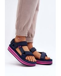 Love Lace - Lee Cooper Textile Velcro Sandals With Foam Platform Summer - Lyst