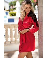 KDMD - Lace Shoulder Waist Tie Dressing Gown - Lyst