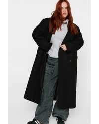 Nasty Gal - Plus Size Contrast Collar Wool Look Tailored Coat - Lyst