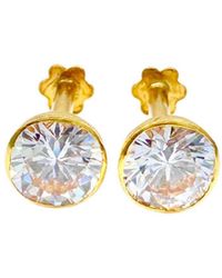 Raina Jewels - 22Ct Round Bezel Children's Stud Earrings 3.5Mm - Lyst