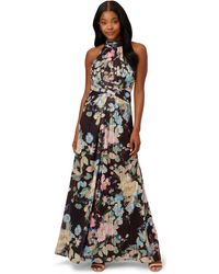 Adrianna Papell - Chiffon Printed Halter Gown - Lyst