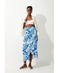 Karen Millen - Baroque Tile Woven Midi Wrap Skirt - Lyst