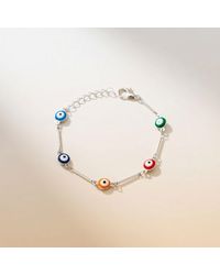 The Colourful Aura - Evil Eye Charm Dainty Minimalist Protection Bracelet - Lyst