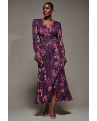 Jolie Moi - Long Sleeve Frill Hem Mesh Maxi Dress - Lyst