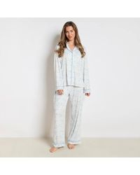 OHS - Cherry Bow Print Jersey Button Through Pyjama Set Nightwear - Lyst