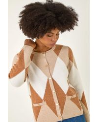 Roman - Geometric Buttoned Knit Cardigan - Lyst