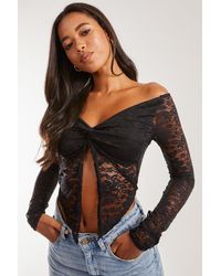 Pink Vanilla - Lace Butterfly Long Sleeve Top - Lyst
