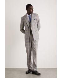 Burton - Slim Fit Grey Highlight Check Suit Trousers - Lyst