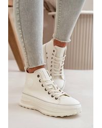 Love Lace - Big Star Pu Look Platform Sneakers Lace Rounded Toe - Lyst