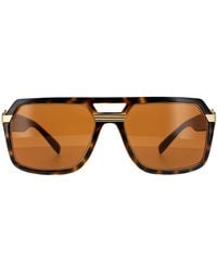 Versace - Square Havana Dark Brown Sunglasses - Lyst