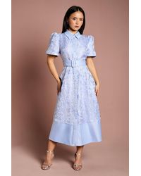 Coast - Petite Short Sleeve Shirt Jacquard Midi Dress - Lyst
