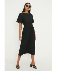 Dorothy Perkins - Shirred Waist Short Sleeve Midi Dress - Lyst