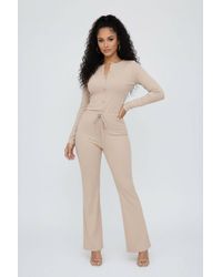 Stylewise - Long Sleeve Button Top & Wide Leg Trouser Co-Ord Set - Lyst