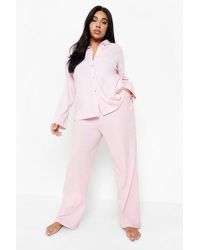 Boohoo - Plus Oversized Button Down Shirt & Trousers Pyjama Set - Lyst