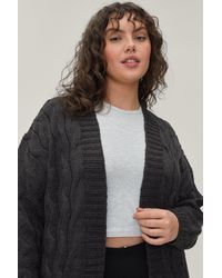 Nasty Gal - Plus Size Chunky Cable Knit Longline Cardigan - Lyst