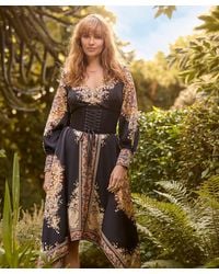 Joe Browns - Silky Border Print Handkerchief Hem V-Neck Maxi Dress - Lyst