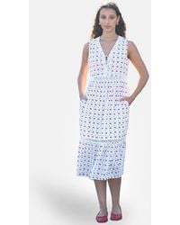 Yumi' - Cherry Print Lace Trim Cotton Midi Dress - Lyst