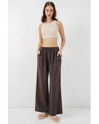 Bigdart - Wide Leg Trousers With Elastic Waist - Lyst