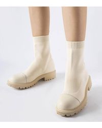 Love Lace - Sock Boots With Vail Zircon Detail Comfortable Round Toe - Lyst