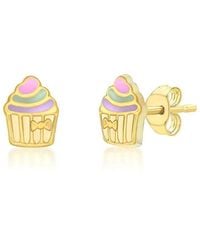 Jewelco London - 9Ct Pastel Enamel Frosted Cupcake Muffin Stud Earrings - Lyst