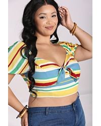 Hell Bunny - Solange Striped Print Crop Top Multi Colour - Lyst
