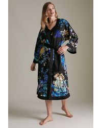 Karen Millen - Floral Garden Satin Nightwear Robe - Lyst